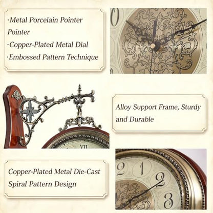 Homestia Double Sided Wall Clock Vintage Style Silent Non-Ticking Clock - size: Double Sided - 13 Inch
