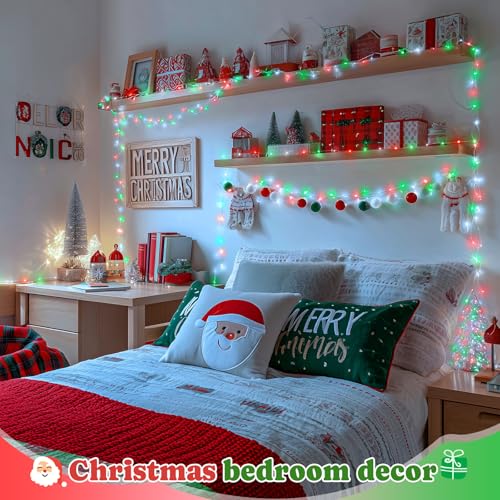 JMEXSUSS 200 LED Red White Green Fairy Lights Plug in - color: Red White Green, size: 66FT 200LED