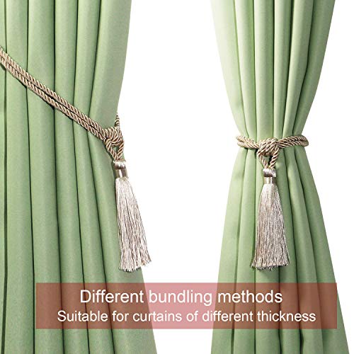 4 Pack Curtain Tiebacks Handmade Tassel Rope Curtain Holdbacks - color: Beige, size: 4p