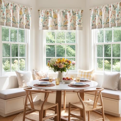 jinchan Floral Linen Window Valance Curtain, 50x18, 1 Panel, Green - color: Averie | Dusty Green, size: 50"W x 18"L (Pack of 1)