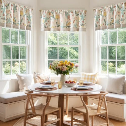 jinchan Floral Linen Window Valance Curtain, 50x18, 1 Panel, Green - color: Averie | Dusty Green, size: 50"W x 18"L (Pack of 1)