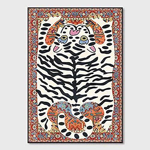 Tiger Rug for Bedroom Cartoon 2x3 ft Small Area Rug Washable Funky Colorful Carpet for Living Room Boho Non-Slip Modern Abstract Bathroom Door Mat - color: M, size: 2' x 3' (Rectangular)