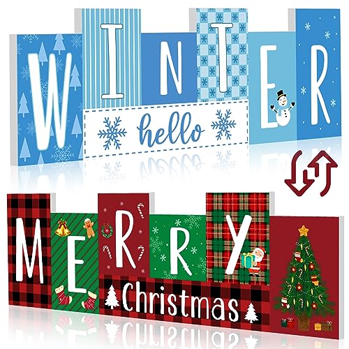 Hello Winter and Merry Christmas Wooden Sign Office Home Decor - style: Santa Claus