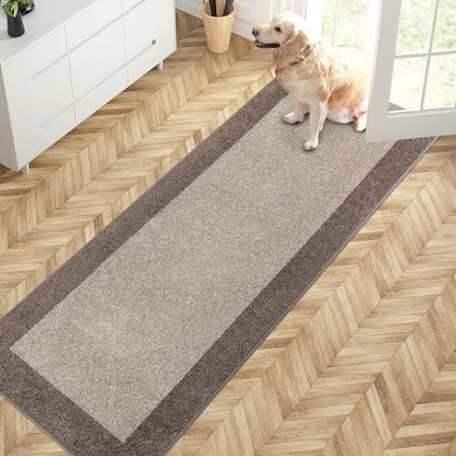 PURRUGS Hallway Runner Rug, 24" x 70", Beige & Grayish Brown - color: Beige & Grayish Brown, size: 24" X 70"