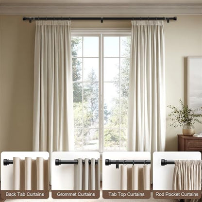 Lootkell 2 Pack Matte Black Curtain Rods for Windows 66-120 Adjustable - color: Matte Black, size: 16"-120"|2 Pack