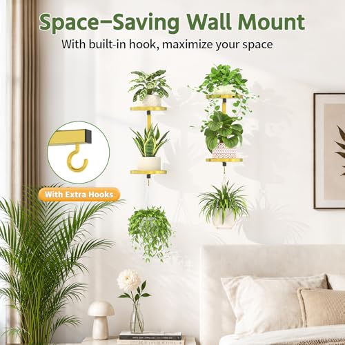 LASZOLA Plant Hanger Holder Window Shelf Wall Mounted Indoor, 2 Pcs Gold - color: Warm Gold, size: 2