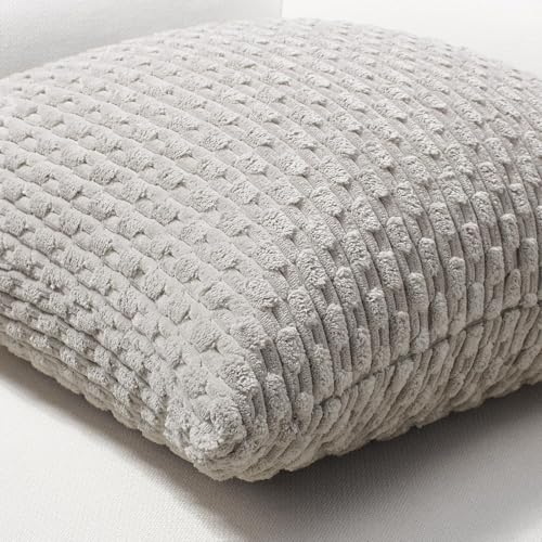 Softalker Corduroy Decorative Throw Pillow Covers 16x16, Set of 2, Grey - color: Lt Grey, size: 16" x 16" (Pack of 2)