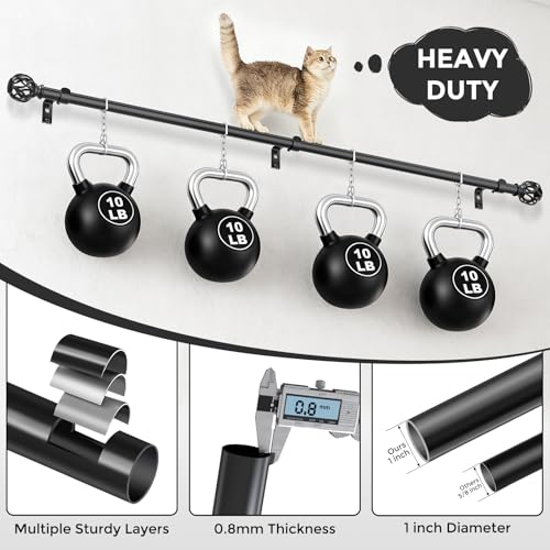 Black Curtain Rod 36-91 Inch, 1 Inch Curtain Rods for Windows - color: Black, size: 36"-91" (1 Pack)
