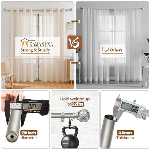 KAMANINA Silver Curtain Rods for Windows 72 to 144 Inch, Long Heavy Duty - color: Antique Silver, size: 72-144"