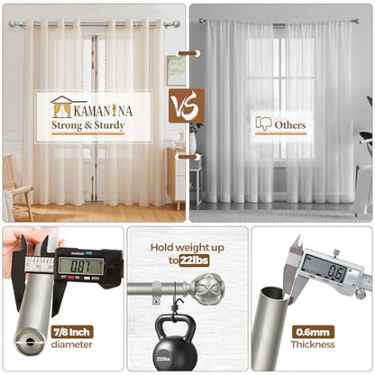 KAMANINA Silver Curtain Rods for Windows 72 to 144 Inch, Long Heavy Duty - color: Antique Silver, size: 72-144"