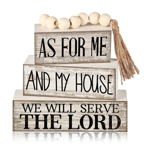 Yuntau 4 Pcs Farmhouse Christian Table Decor Stacked Wooden Block Sign - style: Bible Verse