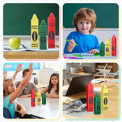 3 Pcs Back to School Wooden Crayon Shaped Classroom Table Decor
