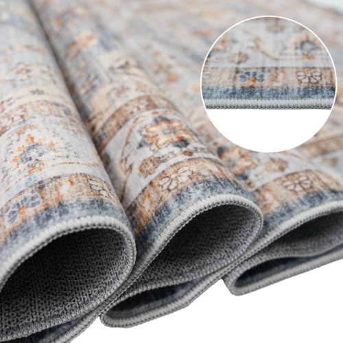 Washable Hallway Runner Rug 2x3: Living Room Rug Farmhouse Distressed Mat - color: Blue, size: 2' x 3' (Rectangular)