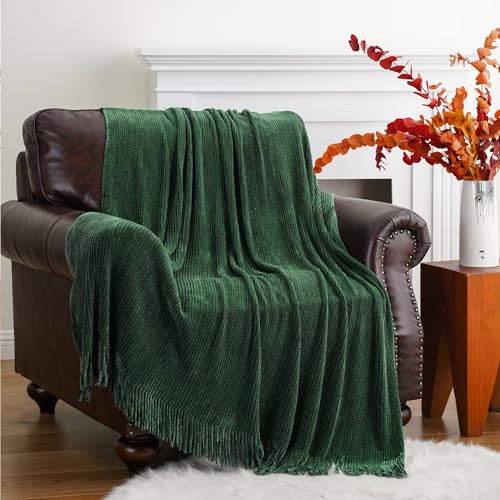 BATTILO HOME Dark Green Throw Blanket for Couch, 50"x60" - color: Dark Green, size: 50 x 60 in.