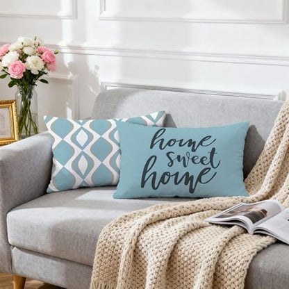 Hexagram Throw Pillow Covers 12x20, Blue Outdoor Pillow Covers Set of 4 - color: Blue, size: 12" x 20" (Pack of 4)