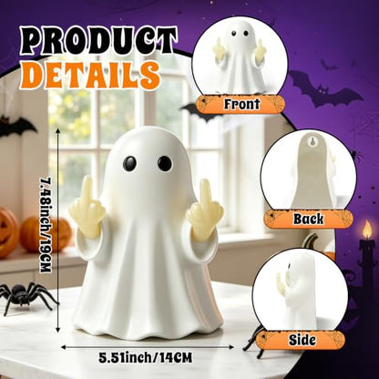 Halloween Ghost Light Glow Cute Finger Ghost Statue - color: Large White Ornament