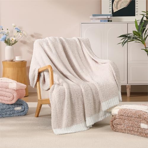 WRENSONGE Soft Twin Blanket for Bed-Cozy Warm Reversible Knitted Blankets - color: Aesthetic Taupe, size: Twin(60"x80")