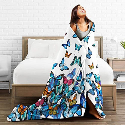 Blue Butterfly Blanket Ultra Soft Butterfly Throw Blanket Lightweight Cozy Blankets for Bed Couch Sofa 60"X50" - color: Butterfly 2, size: 60"x50"