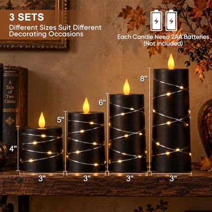 Raycare Halloween Battery Operated Flameless LED Pillar Candle with Remote - color: 5pcs-black