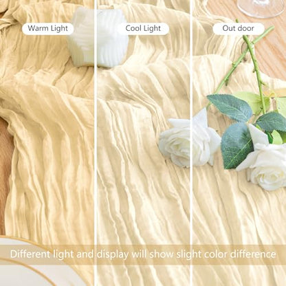 Cheesecloth Table Runner 10FT Beige Boho Gauze Rustic Sheer Runners - color: Beige, size: 1 Pack