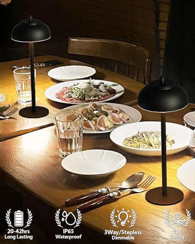 Cordless Table Lamps, Rechargeable LED Touch Lamp, Black, 4 Pack - color: Black-Set of 4