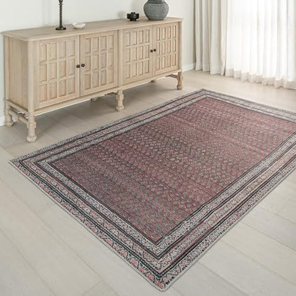 Rusty Rhythm 5' x 8' Burgandy Area Rug - Persian-inspired design - size: 5' x 8' (Rectangular)