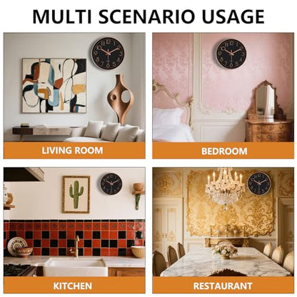 Modern Silent Wall Clock - 12 Inch Wall Clocks Battery Operated Large Number, Non-Ticking Analog Clock with Tempered Glass Quartz Clocks for Living Room Bedroom Office Kitchen, Black Rose Gold - color: Black Rose Gold, size: 12 Inch