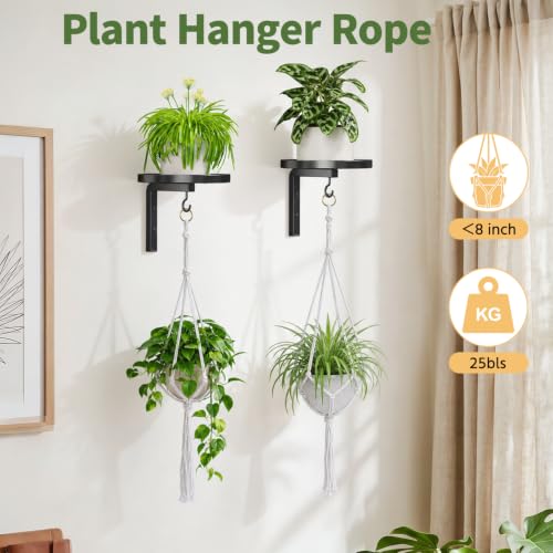 LASZOLA Plant Hanger Holder Wall Indoor with Macrame Hangers, 2 Pcs Black - color: Deep Black, size: 2