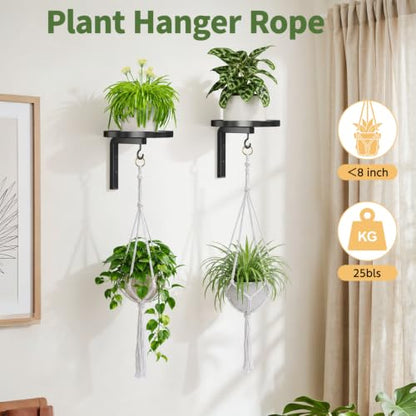 LASZOLA Plant Hanger Holder Wall Indoor with Macrame Hangers, 2 Pcs Black - color: Deep Black, size: 2