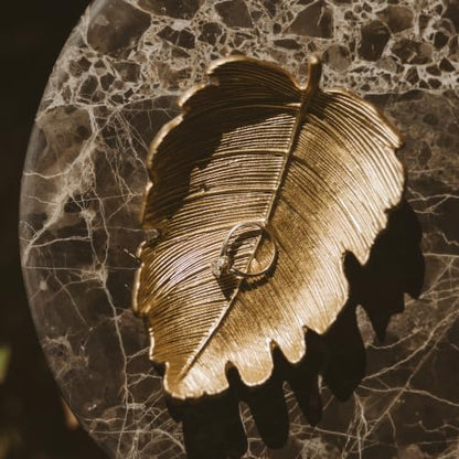 Sweet Water Decor Leaf Jewelry Dish, Gold Resin Accessory & Trinket Tray - style: Elm Leaf
