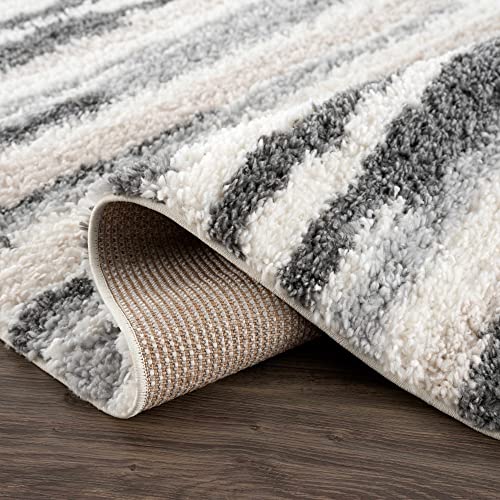 Hauteloom Lux Shag - Moroccan Farmhouse Living Room Shaggy Area Rug - Bohemian Shag Rug - Plush High Pile - Southwestern Boho Soft Carpet - Tribal Aztec - Grey, Off White, Beige - 5'3" x 7'3" - color: Cream, Beige, Gray / Zoya, size: 5'3" x 7'3" (Rectangu