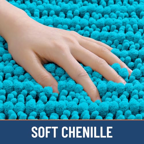 Smiry Bathroom Rugs 24X16, Extra Soft Rubber Backing Chenille Bath Mats - color: Aqua Sky, size: 24'' X 16''