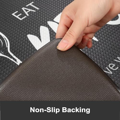 KIMODE Anti Fatigue Kitchen Mats,Black Farmhouse Kitchen Rugs Sets of 2 - color: Kitchen/Black, size: 59"L x 17.3"W x 0.47"Th + 29"L x 17.3"W x 0.47"Th