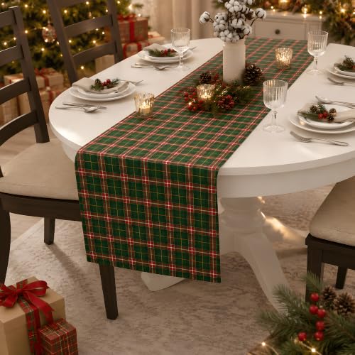 Christmas Decorations - Red Green Plaid Christmas Table Runner - color: Christmas Plaid