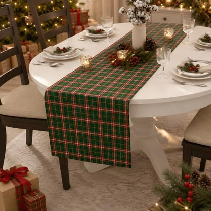 Christmas Decorations - Red Green Plaid Christmas Table Runner - color: Christmas Plaid