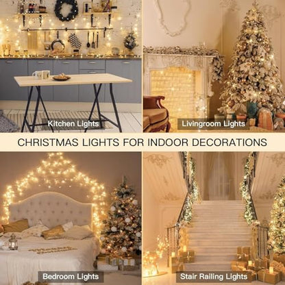 suddus String Lights Indoor Plug in 200 LED Christmas Lights Warm White - color: Warm White, size: 200LED