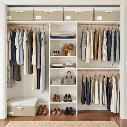 GRANNY SAYS Extra Large Storage Bins with Lids, Closet Bins, White&Khaki - color: White/Khaki, size: Extra Large - 1 Pack