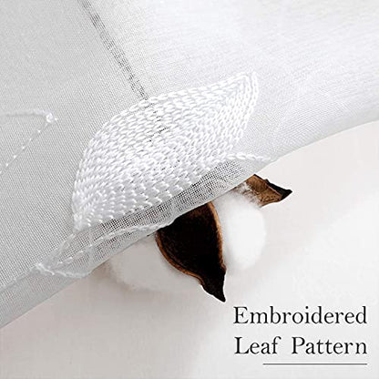 HOMEIDEAS White Sheer Curtains Leaf Embroidered, 52x84 Inch, 2 Panels - color: 4-white, size: 52"W x 84"L (Pack of 2)