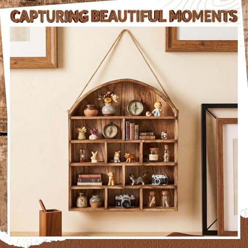 Cinnvoice 16x20 Arch Shadow Box Wall Mounted Display Shelf Cubby 4.7,Brown - color: Brown
