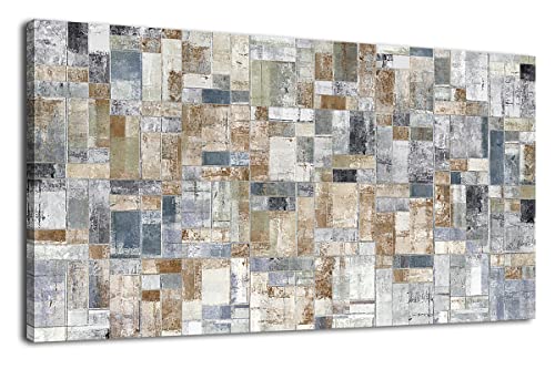 Large Abstract Canvas Wall Art for Living Room Wall Decor Geometric Patterns Canvas Prints Artwork Brown Grey Indigo Rectangle Canvas Pictures Home Office Wall Decorations Ready to Hang 29" x 58" - color: Brown Grey Blue Abstract, size: 58"L x 29"W