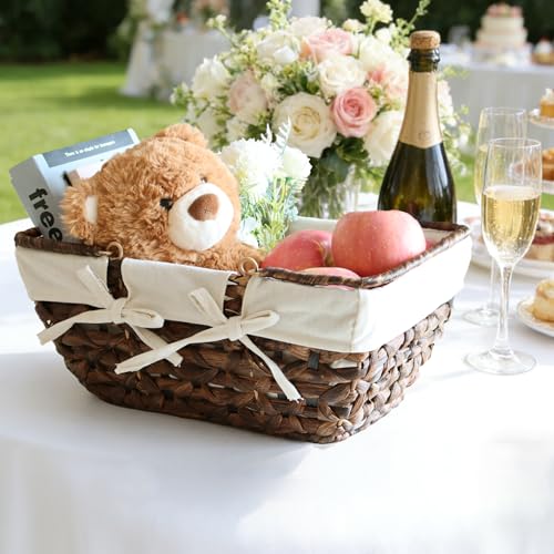 GYASVWU Wicker Picnic Baskets with Handles, Water Hyacinth Basket for Picnic, Wicker Storage Basket for Bread/Flowers/Gift/Wedding/Camping/Farmhouse (Brown) - color: Brown