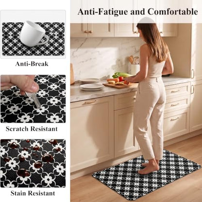 Kitchen Floor Mat 36x20in Waterproof Anti-Fatigue Kitchen Mats - color: Four Leaf Flower