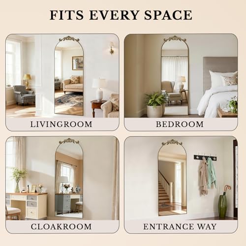 MISSDAY Vintage Full Length Mirror 65"x24" Baroque Arched Mirror, Bronze
