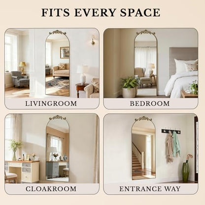 MISSDAY Vintage Full Length Mirror 65"x24" Baroque Arched Mirror, Bronze