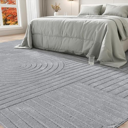 5x7 Solid Grey Area Rugs for Living Room, Washable Soft Bedroom Rug - color: Grey, size: 5' x 7' (Rectangular)
