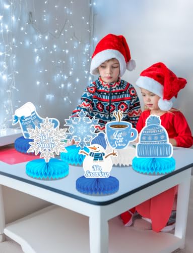 Winter Centerpieces for Table, 9Pcs Snowflake Table Decorations - style: Winter