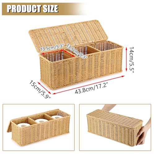 Sumnacon Wicker Storage Basket with Lid, Rectangle Bathroom Narrow Baskets - color: Yellow