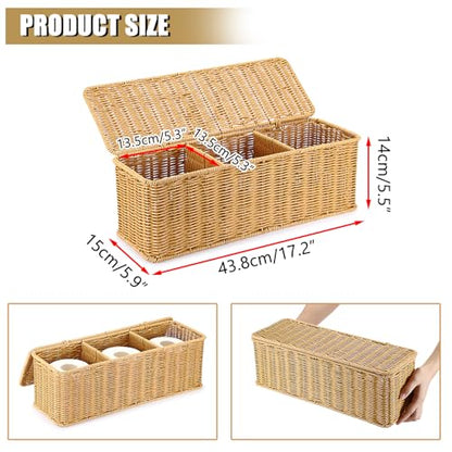Sumnacon Wicker Storage Basket with Lid, Rectangle Bathroom Narrow Baskets - color: Yellow
