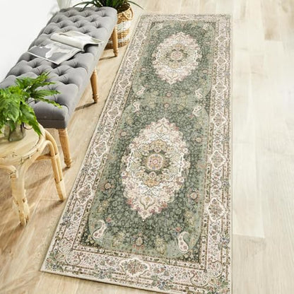Washable Runner Rug 2'x6',Green Rug Runners Non Slip for Hallways - color: New Green, size: 2'x6'