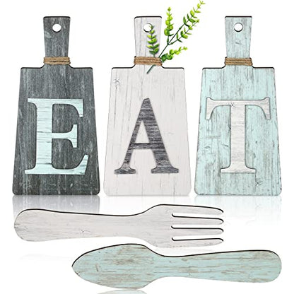 Jetec Cutting Board Eat Sign Set Wall Decor, Gray, White, Blue - color: Gray, White, Blue